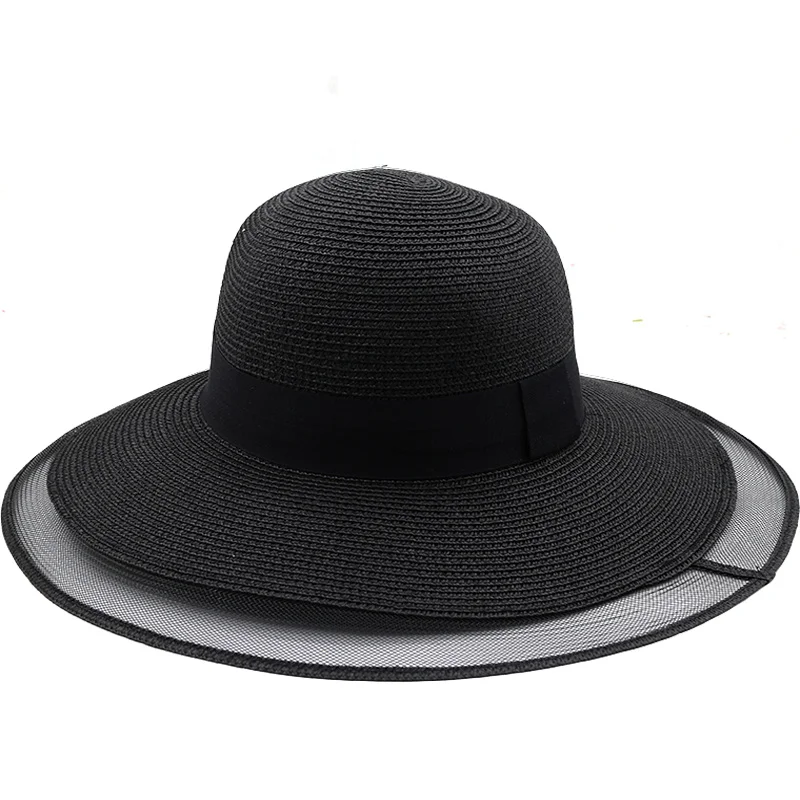 

Увлекательная сетчатая шляпа от солнца с вуалью UPF 50 +, Женская Регулируемая соломенная шляпа с широкими полями, женская летняя пляжная шляпа
