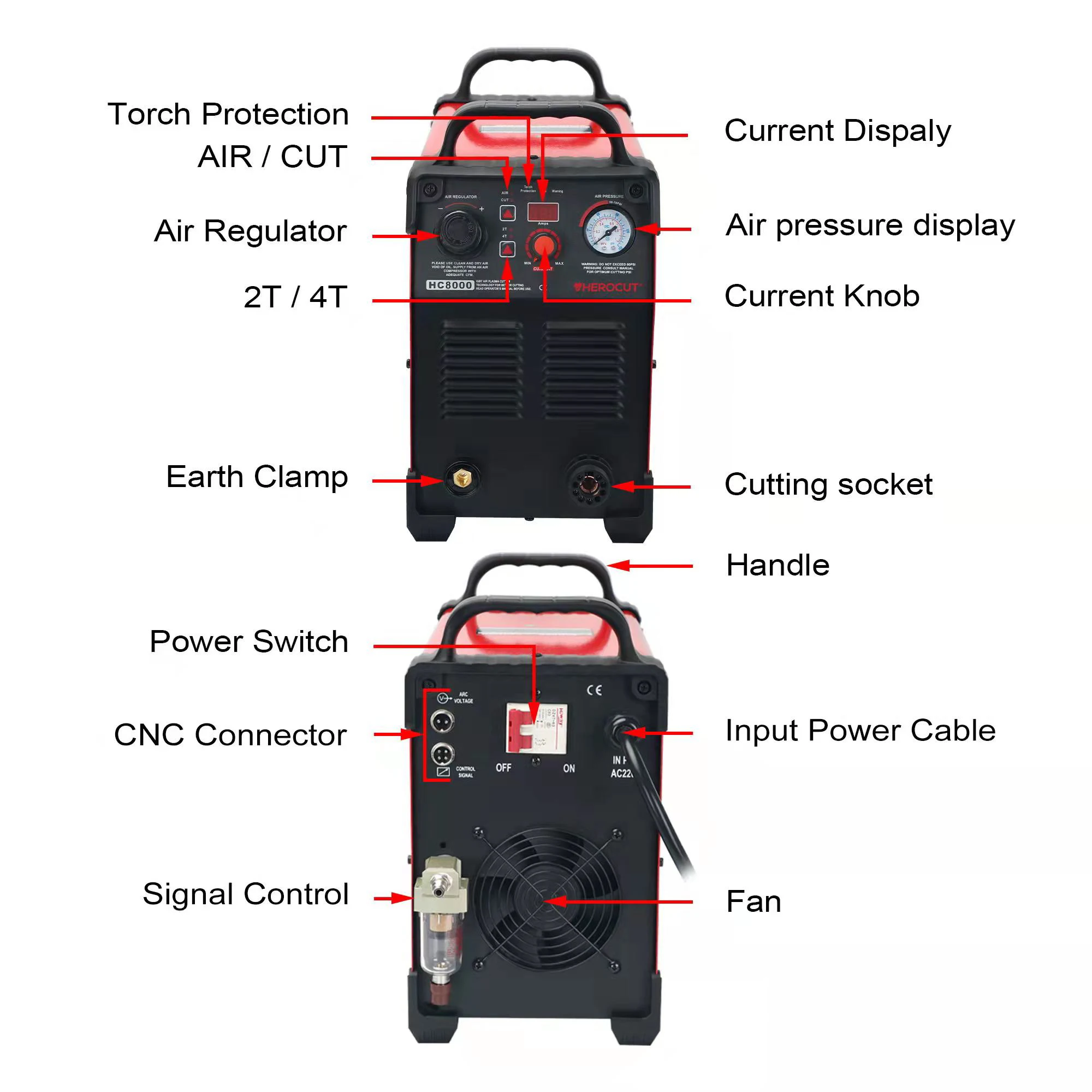 CNC HC8000 HC7000 HC6000 Non-HF Pilot Arc Digital Control Plasma Cutter 220V/380V Plasma Cutting Machine