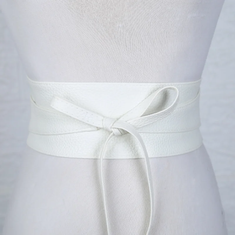 

Boho Belt For Women Bowknot Faux Leather Wrap Around Style Cinch Waistband Black Cummerbund Belt
