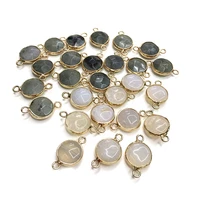 natural stone flash labradorite jade round connector for jewelry makingdiy necklace earring accessories charm gift party14mm 1pc