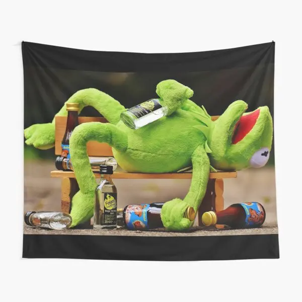 

Alcoholic Frog Tapestry Living Beautiful Mat Bedspread Home Yoga Wall Art Printed Bedroom Decoration Towel Hanging Travel Decor