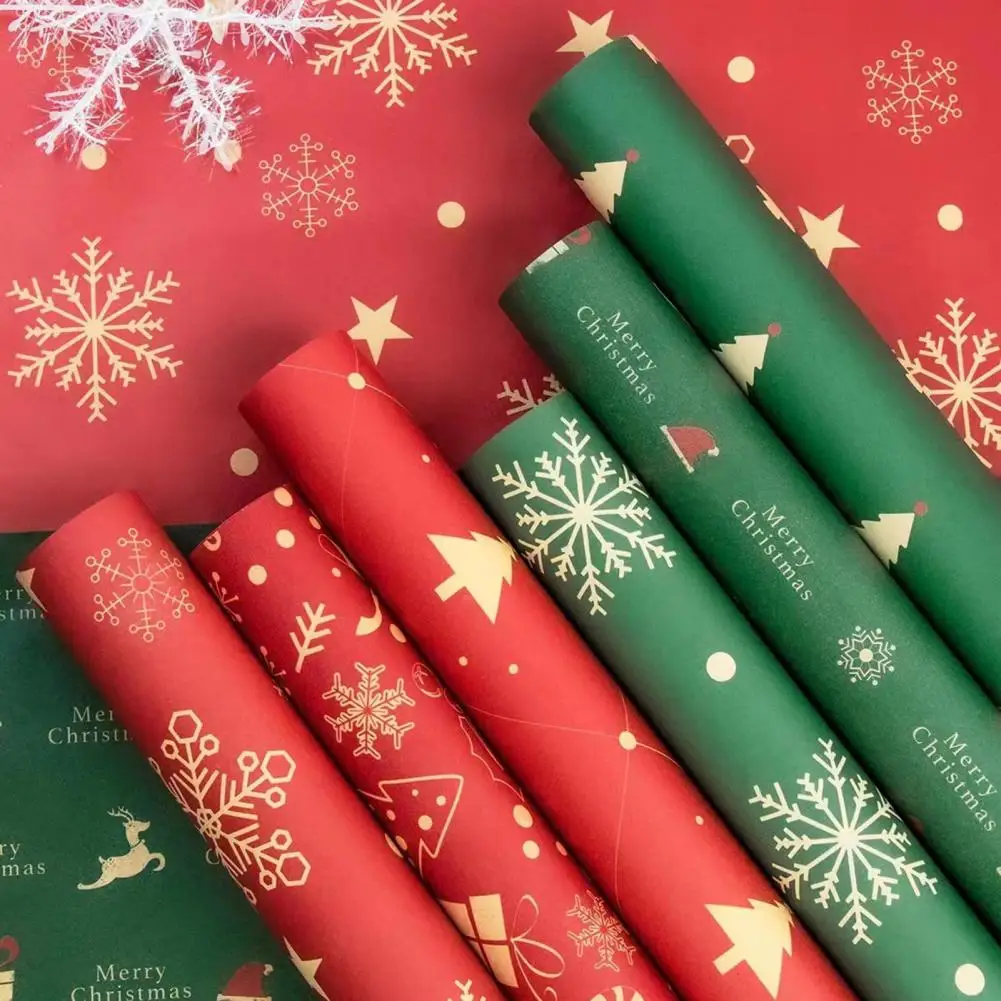 Festive Holiday Gift Wrap Durable Festive Christmas Wrapping Paper Size Xmas Elements Collection For Diy