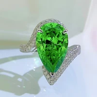 new synthetic padparadscha high carbon diamond water drop ring with pear shaped womens ring 925 silver
