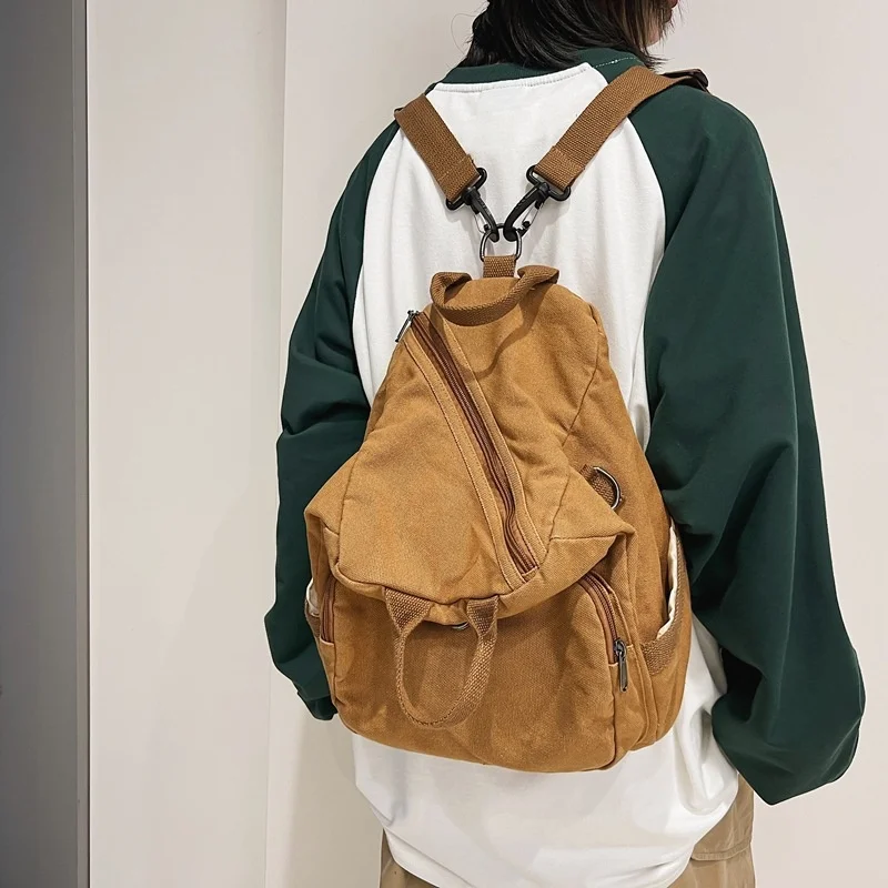 

Японский ленивый холщовый рюкзак фэн-шуй для мужчин и женщин, вместительная маленькая сумка-мессенджер на одно плечо