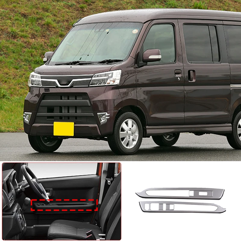 

For Daihatsu ATRAI HIJET CARGO 2022 ABS Silver Front door glass lifting button frame decorative sticker car accessories