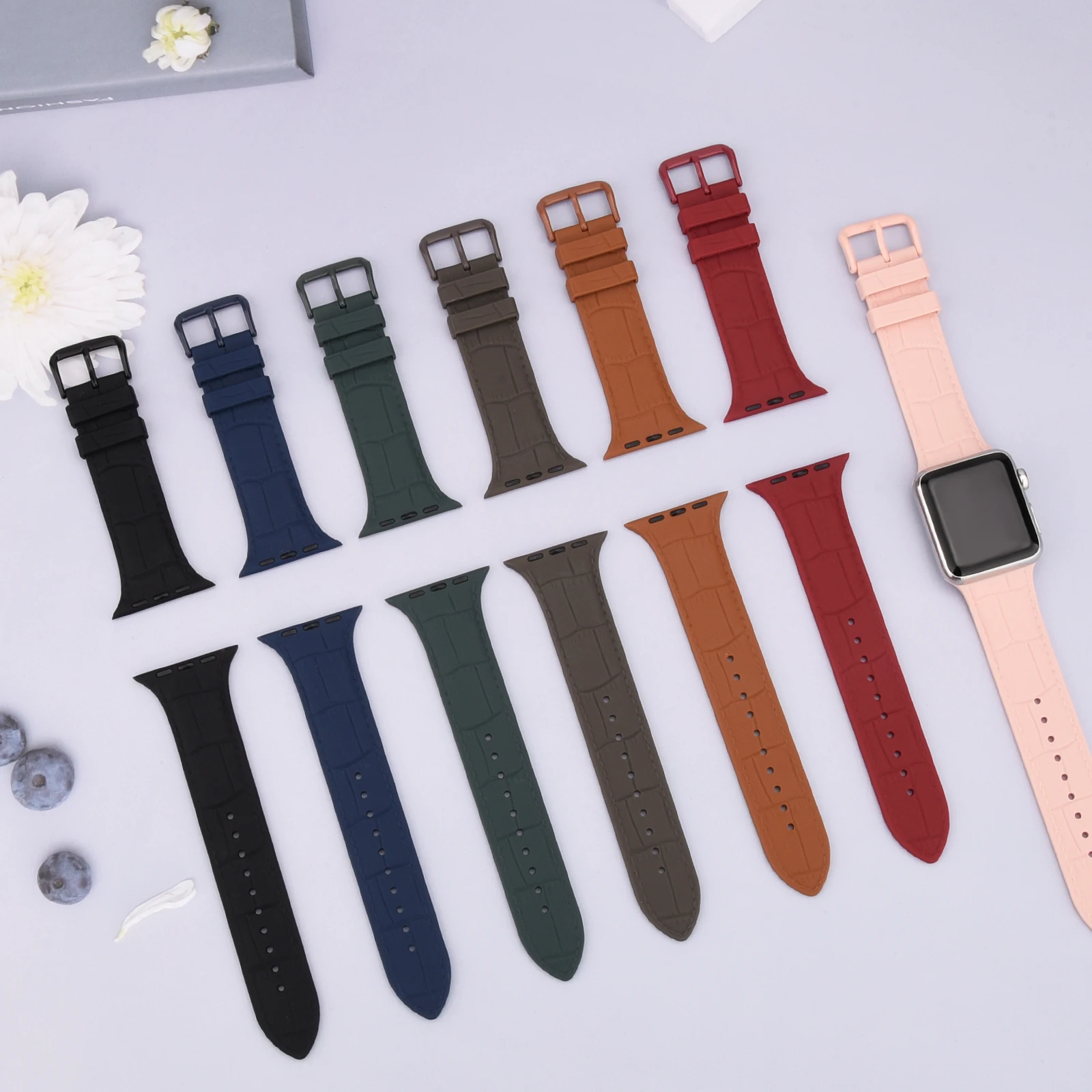 7pcs Silicone Strap For Apple Watch Series Ultra 49mm 7 8 41mm 45mm Bracelet For iWatch 6 5 4 3 2 1 SE 38mm 42mm 40mm 44mm Strap