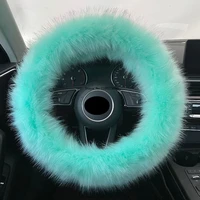 car anti skid plush steering wheel cover for women winter warm imitation fox fur universal tension sleeve automotive interior b