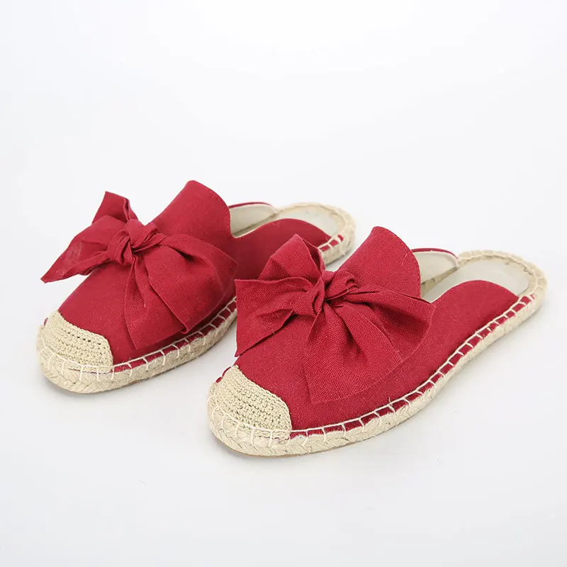 

Casual Woman Shoe Female Footwear Round Toe Slip-on Bow-Knot All-Match Dress New Summer Slip On Butterfly Flat Lace-Up Solid Spr