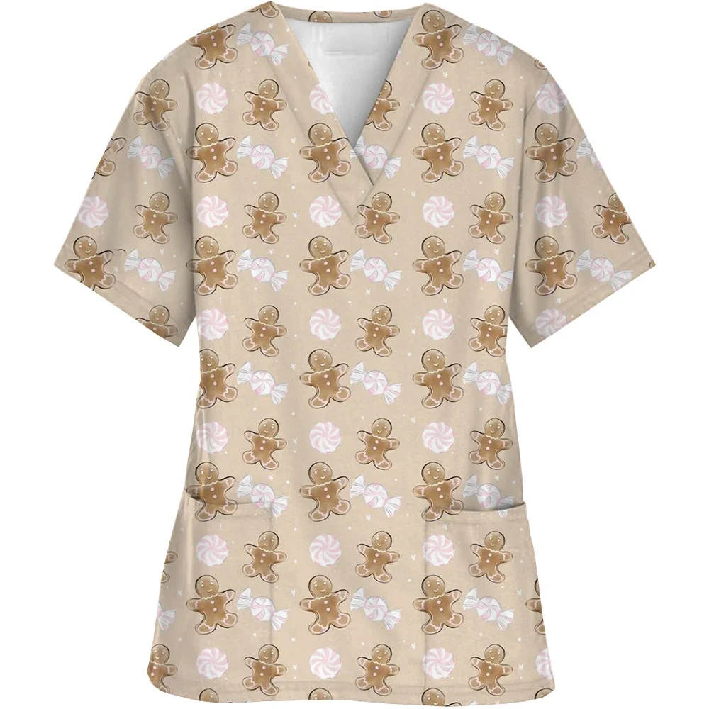 2024 женская рубашка с v-образным вырезом скрабы принтом принцессы топы униформа