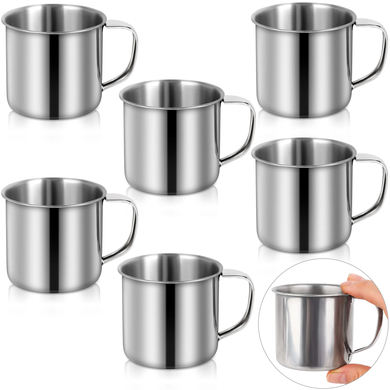

6Pcs Stainless Steel Coffee Cup With Handle Stainless Steel Espresso Cups 5.07oz/150ml Camping Coffee Mugs Metal Coffee Mug Tea