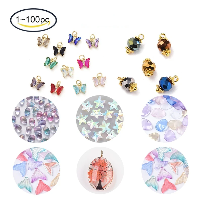 

Brass Glass Pendant Fishtail Butterfly Starfish Oval Assorted Colors