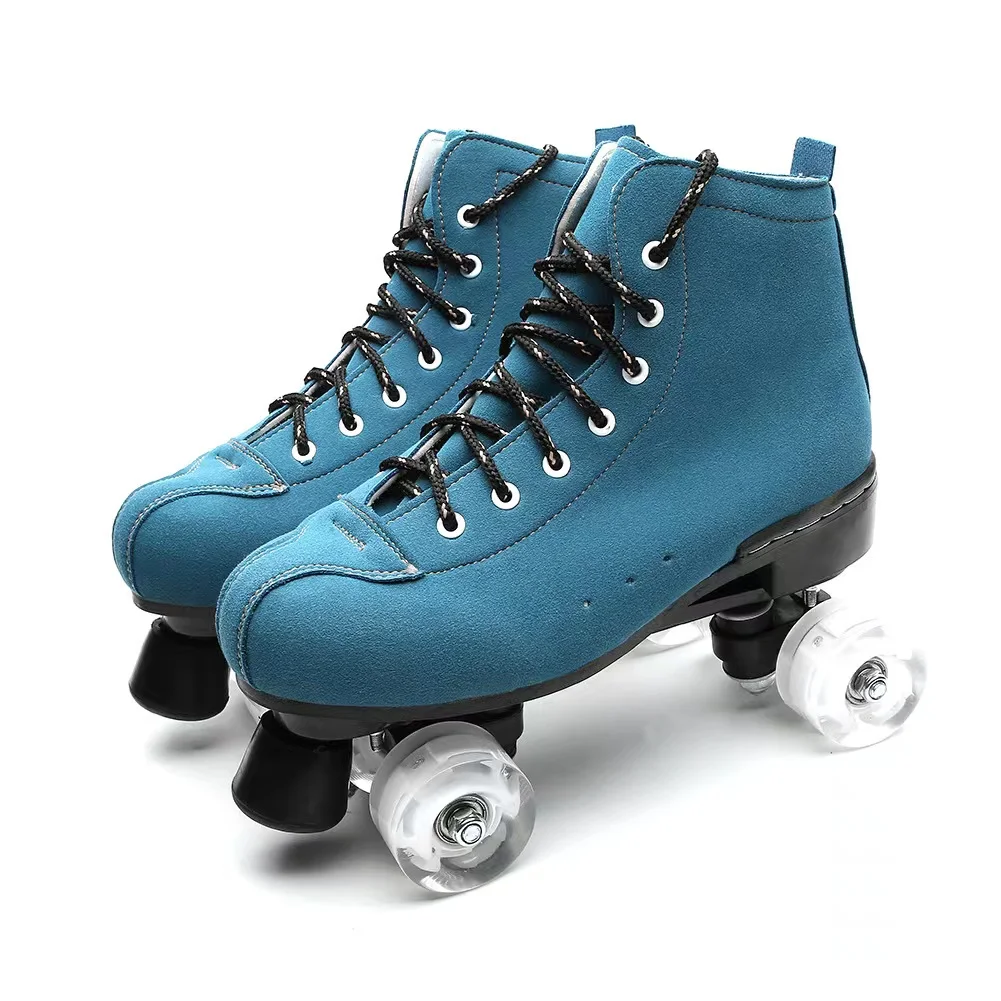 2022 Quad Artificial Leather Beginner  Roller Skates  Double Line Skates Shoes with Pu 4 Wheels Patines for Women Men Adult