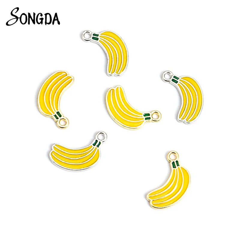 

10Pcs/lot Enamel Cute Fruit Banana Charms for DIY Jewelry Making Pendant Necklace Keychain Earrings Handmade Crafts Accessories