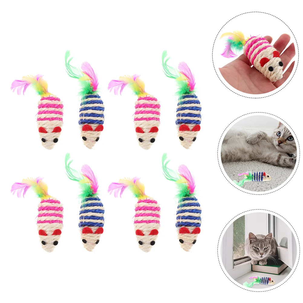 

8 Pcs Cat Mouse Toys For Indoor Cats Interactive Pet Supplies Kittens Mice Small Chew Catnip