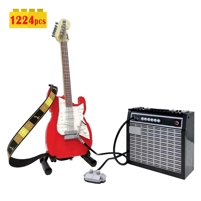 

2021 Новые Креативные строительные блоки для гитары, модель Moc Idea, кубики для сборки музыкальных инструментов, детские игрушки, подарочный наб...