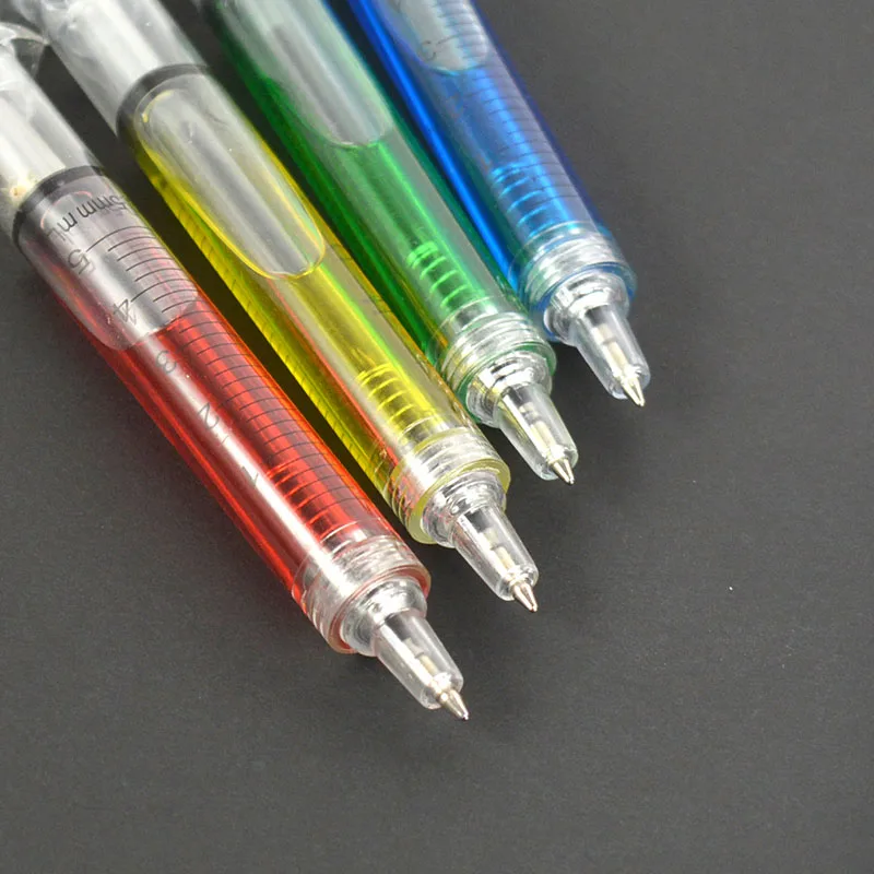 

4PCS Ballpoint Ball Point Syringe Needle Tube Shape Pen Multicolor Black Ink
