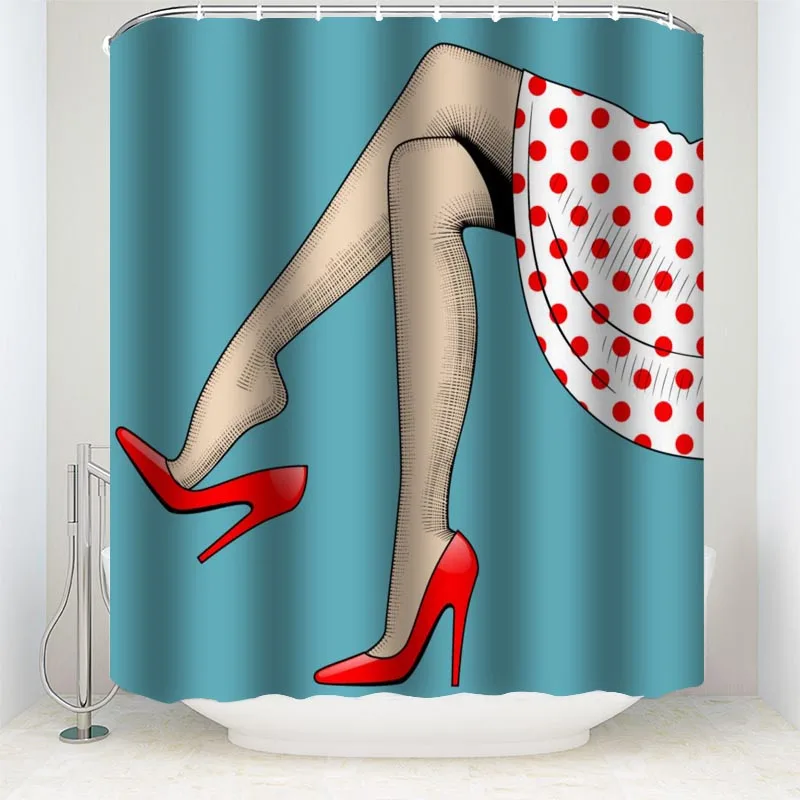 

Популярные женские шторы на высоком каблуке для украшения дома, декоративные занавески для ванной комнаты, водонепроницаемые шторы для ван...
