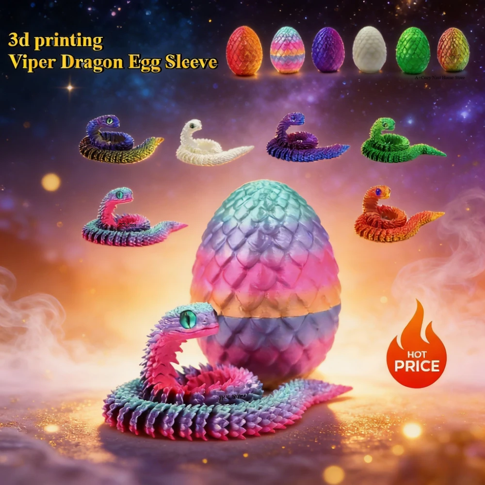 Фото 3D печатные игрушки в виде змеи зодиака, лазерная модель дракона, Viper, змея, ремесло, ювелирные изделия, совместная деятельность, моделирование животных, детский подарок для дома №5