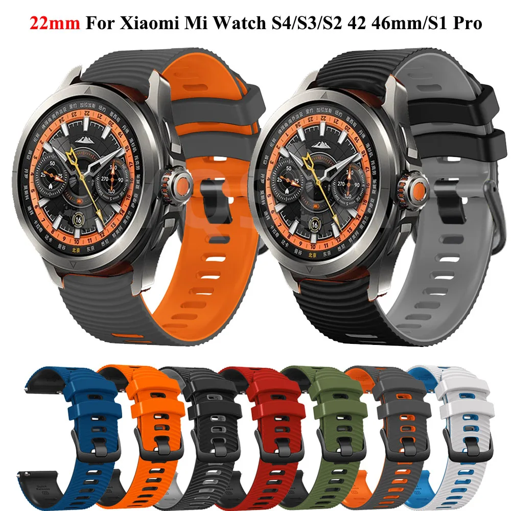 Ремешок силиконовый для Xiaomi Watch S4 S3 сменный Браслет Mi 2 Pro Color2/Mi S1 Active/S2 42 46 мм