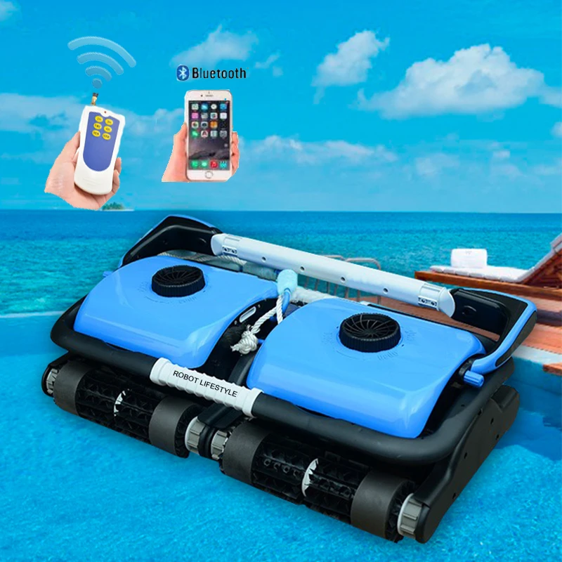 Dual Robot Pool Cleaner Vacuum Equipment 40m Cable Washer Wall Floor Remote Controller,APP Control for Big Swimming pool Outdoor
