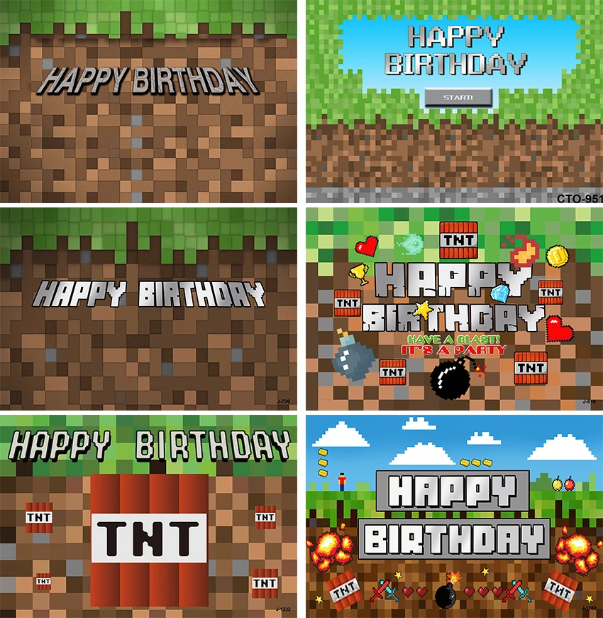 

TNT Birthday Party Photography Backdrops Dynamite Pixel Video Game Photo Booth Background Birthday Party Decoration Banner