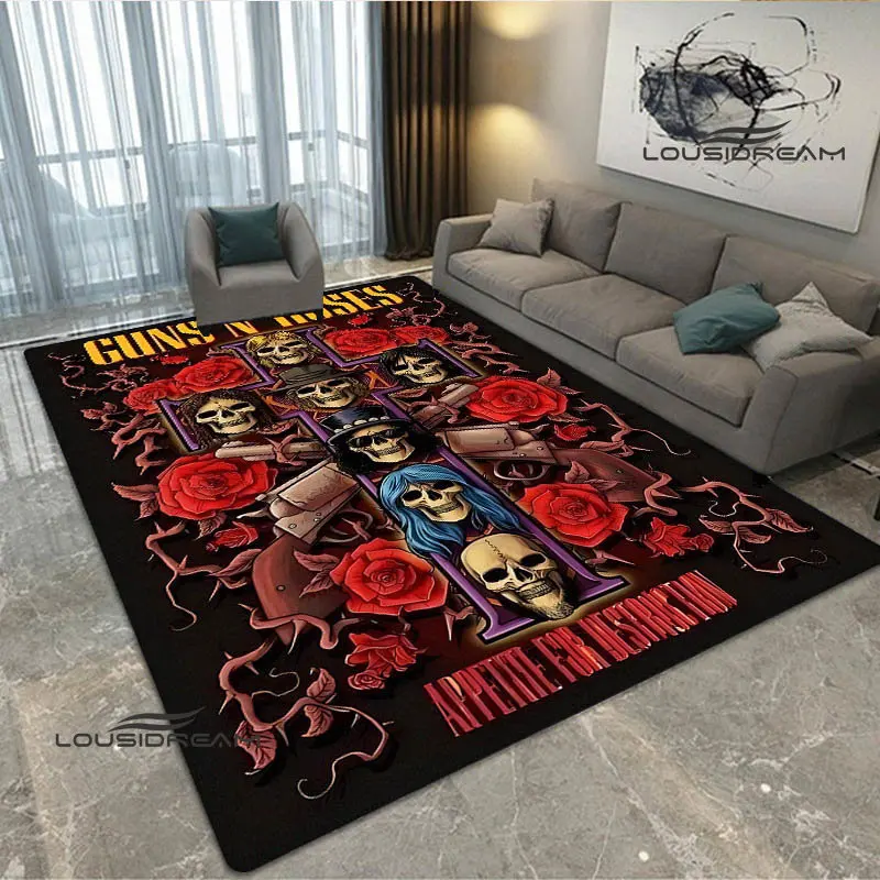

Guns n'roses band retro print carpet fashion home decoration non -slip carpet photography propsmal area rug birthday gift