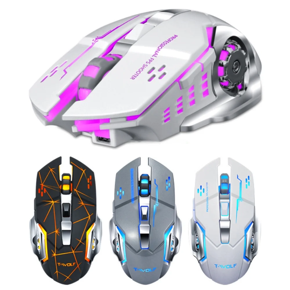 

Gaming Mouse Rechargeable Mouse Mute Colorful Wireless Silent LED Backlit USB Optical Ergonomic