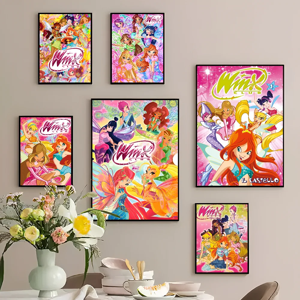 Аниме Girl-w-winx Club Липкий Постер сделайте Свой Собственный Белая Бумажная Наклейка