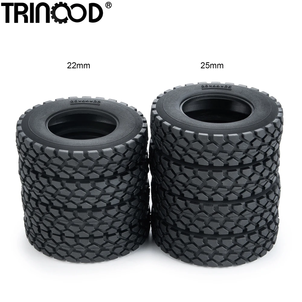 TRINOOD Tamiya Wheel Tires Rubber Tyre 22/25mm for 1:14 Tamiya Trailer Tractor Truck Cargo Tow Drag RC Car Upgrade Parts