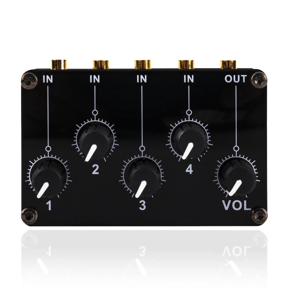 

TX400 Mini 4 Channel Stereo Line Mixer 4In1Out for Studio Recording Low Noise Small & Sophisticated Audio Passive Mixer