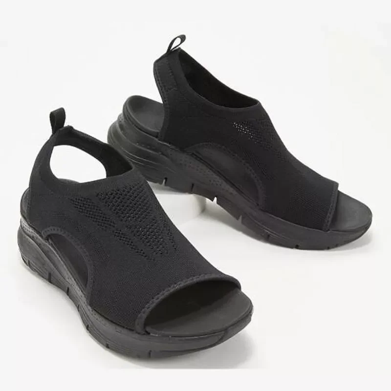 

New2022 women 2022 mesh soft solid color casual sneakers women sandals flat fish mouth simple shoes ladies summer plus size