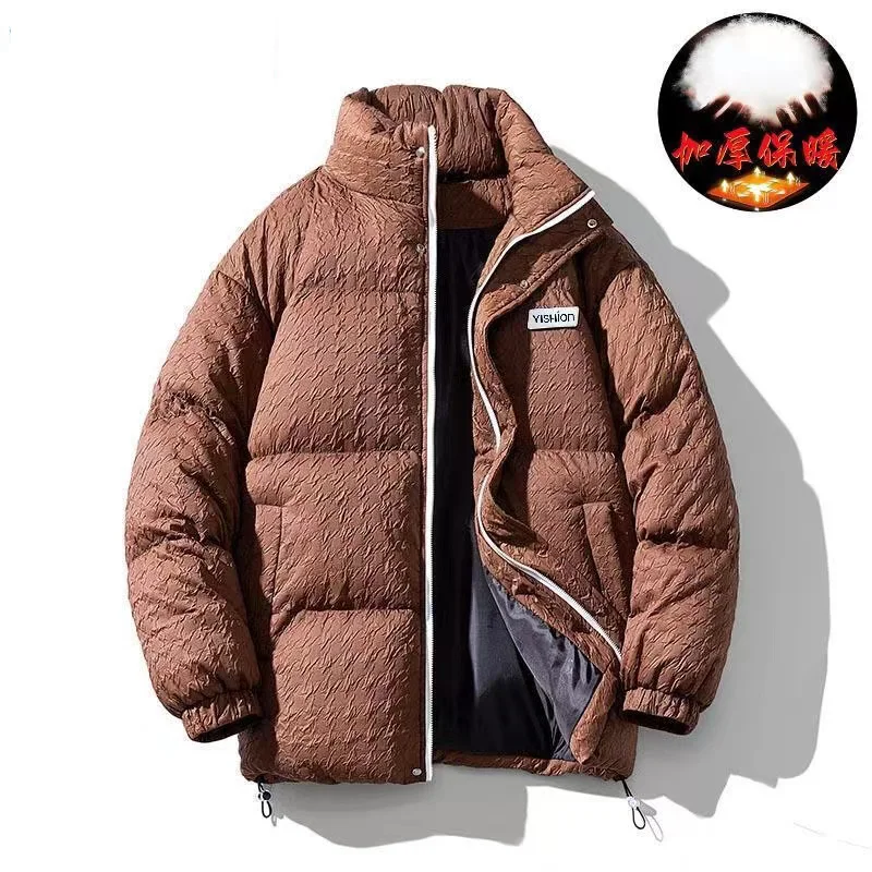 Brand Men's Cotton Jacket 2022 Winter New Coat Short Thickened Warm Stand Collar Down Jackets Couple Wear Men's Plus Size Coat