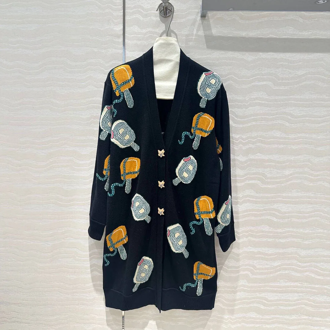 Женский длинный кардиган из шерсти и кашемира вязаный свитер с V-образным вырезом