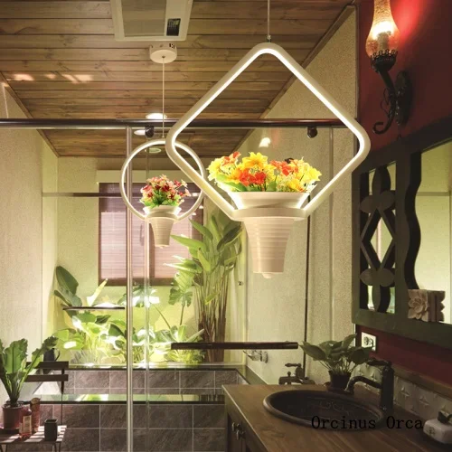 Современная простая и креативная люстра с цветами растениями ресторан бар