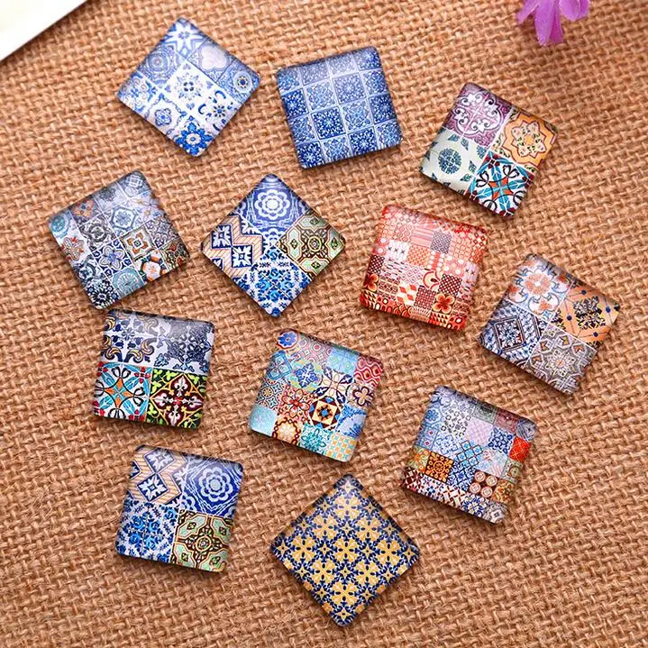 

10mm/15mm/20mm/25mm Fashion Popular Bangtan Decorative Pattern Square Handmade Photo Glass Cabochons Jewelry Findings Components