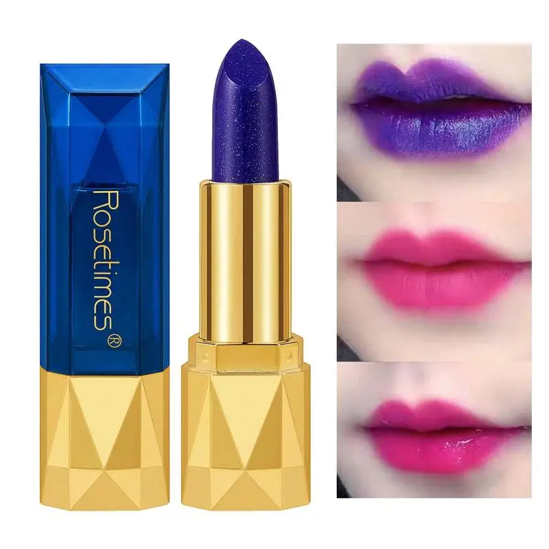 

Magic Temperature Color Change Lipstick Blue Shimmer Lipstick Blue Changed Into Pink Lip Stain Gloss Moisturizing And Long