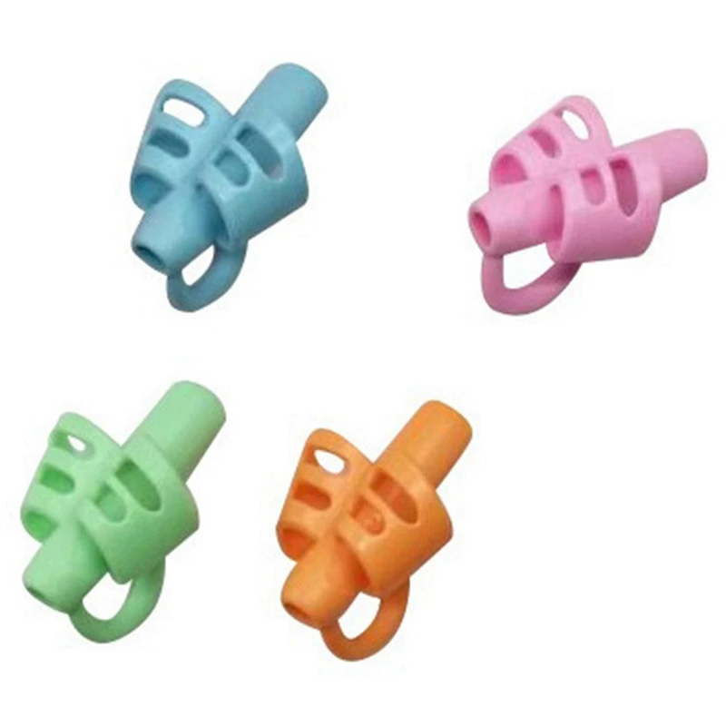 

4 Pcs Three-Finger Cots Holding Pen Posture Corrector Children's Writing Silicone Auxiliary Pen Holder