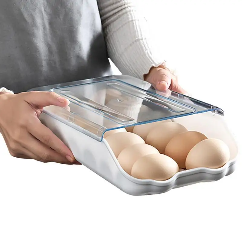 

New High-quality Automatic Rolling Egg Storage Rack Stackable Design Egg Tray Containers Refrigerator Fresh Box Kitchen Tools