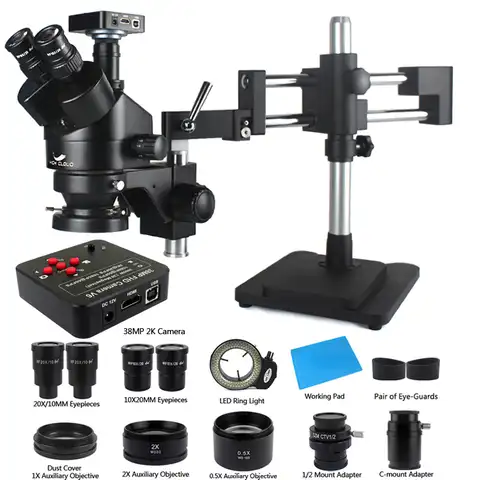 Тринокулярный стереомикроскоп с двойным увеличением 3,5x-90X, 38MP, HDMI, USB, SMD, ремонт телефона PCB для камеры