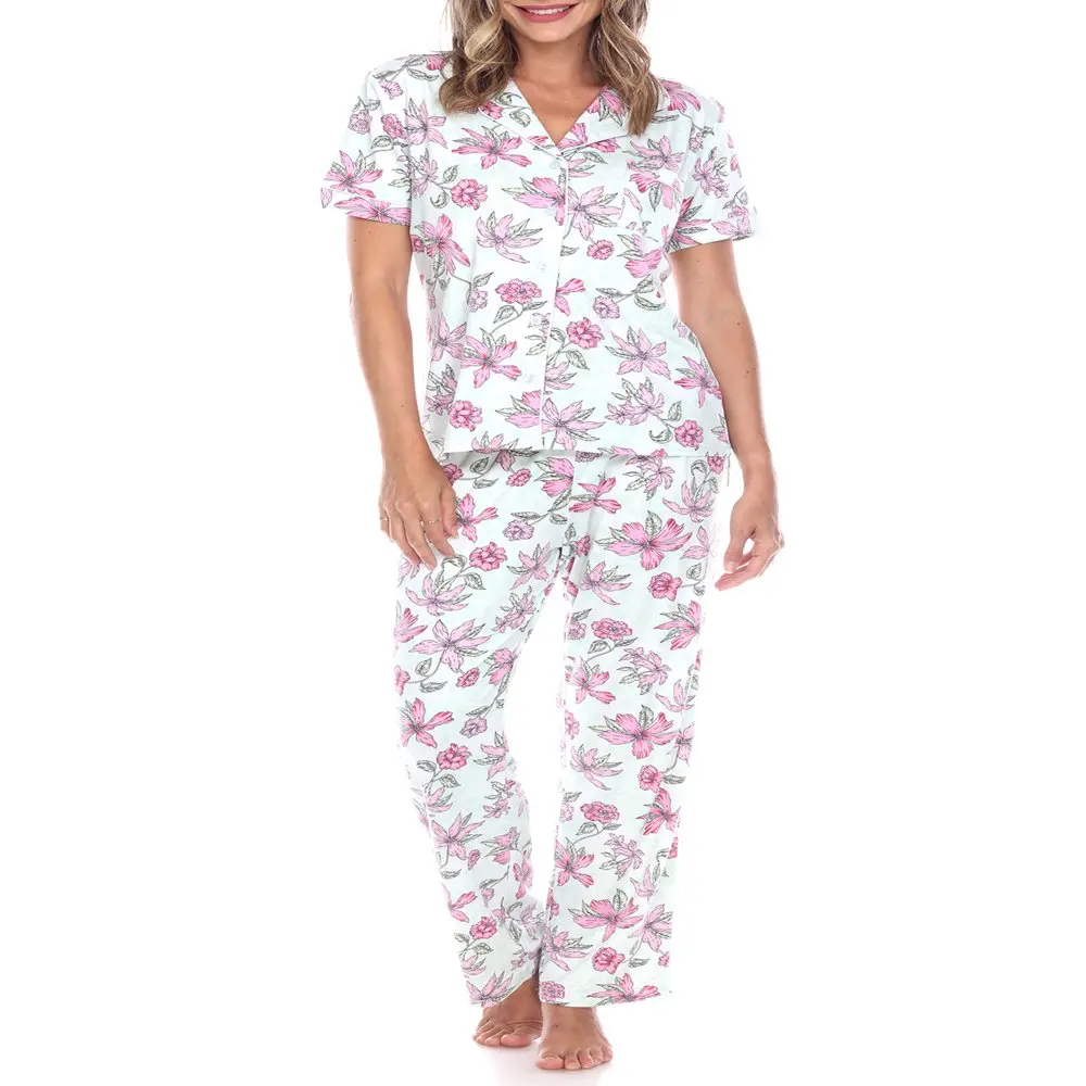 

Women`s Short Sleeve & Pants Tropical Pajama Set