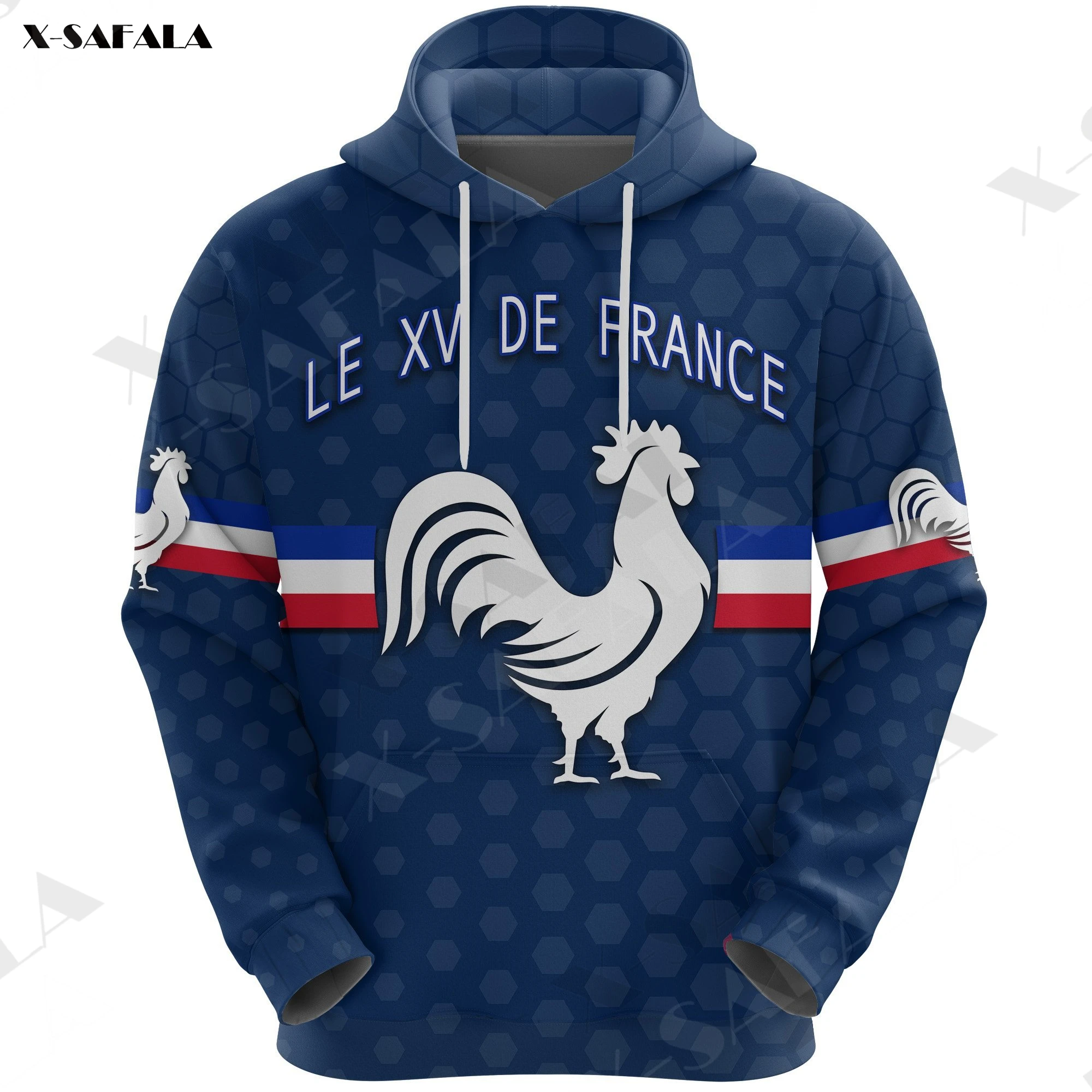 

2023 Hot selling Custom Text Rugby Le XV De France Brush 3D printed zippered hoodie men's pullover hooded sportswear jacket