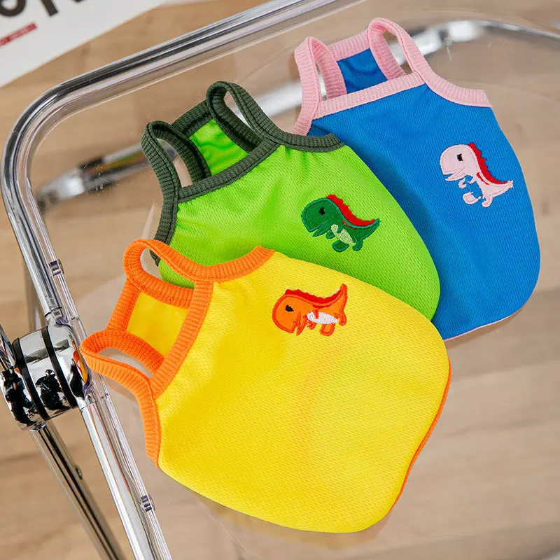 

Dinosaur Suspenders Vest Pet Clothing Dogs Kawaii Printing Dog Clothes Puppies Costume Spring Summer Cute Green Girl Accessories