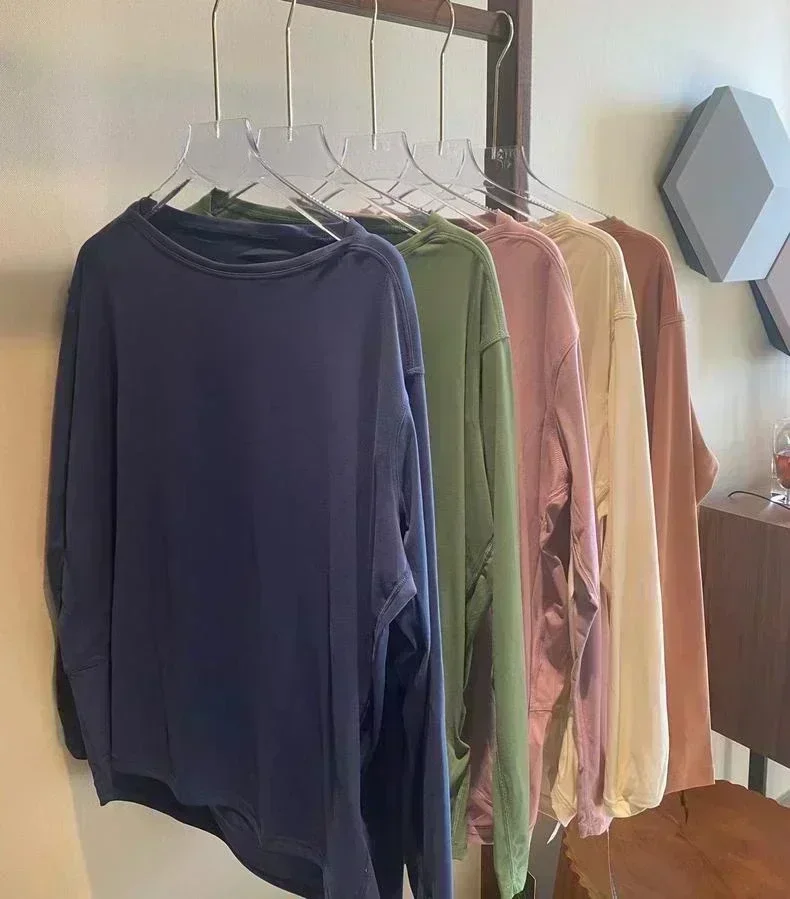 Лимонная женская рубашка с длинным рукавом Назад в действие свободная дышащая