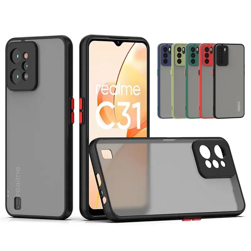 

Cover Lens Protection Phone Shell For Realme GT Neo 2 Master C20 C21Y C35 Q3S on Realme 8i 9 Pro Plus Matte Shockproof Case