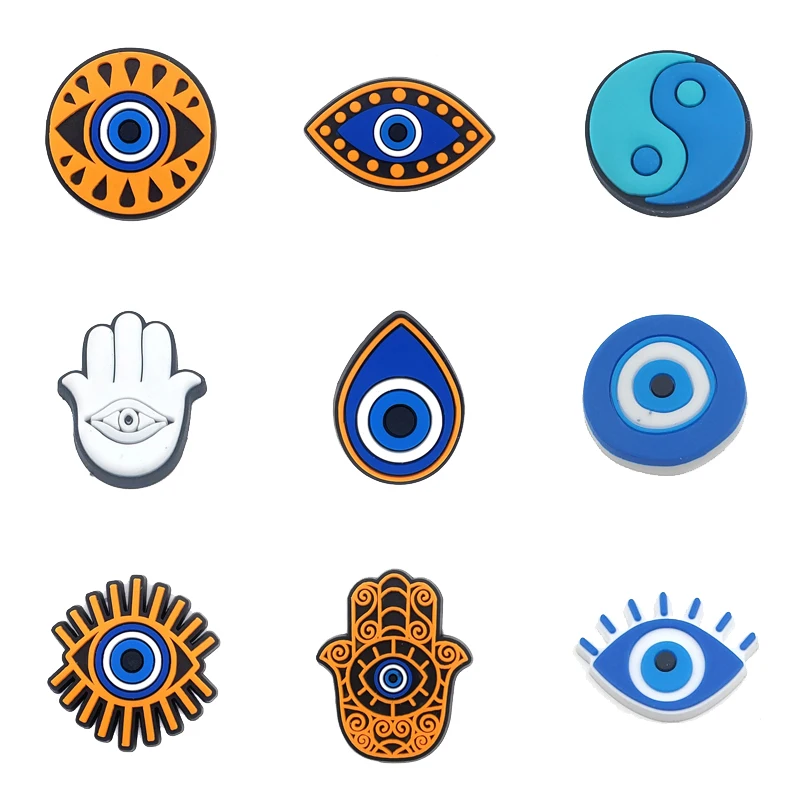 

1Pcs Evil Eye for Croc Charm DIY Badge Unisex Sandals Buckle Kids Pins Decoration Jeans Shoe Accessories Wristbands Wholesale