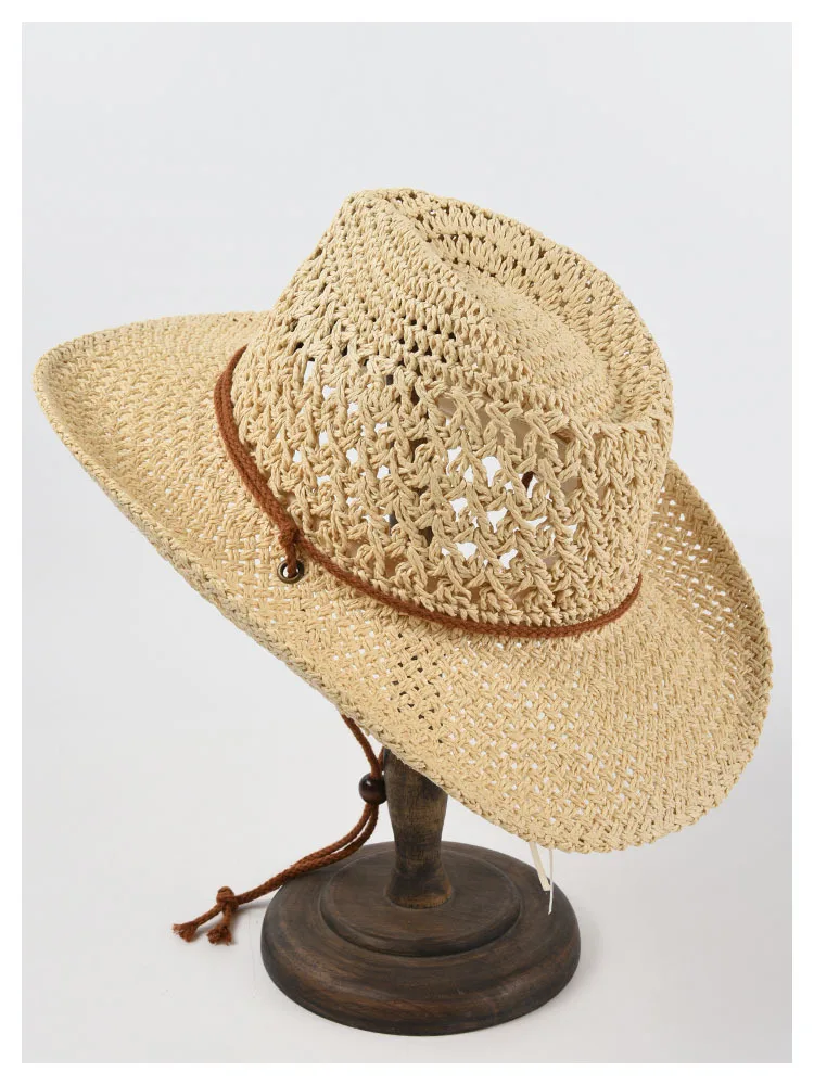 Panama Hat Summer Sun Visor Unisexes Hollowed Out Beach Straw Hat UV Protection Hat Classic Popular Outdoor Cowboy Hat