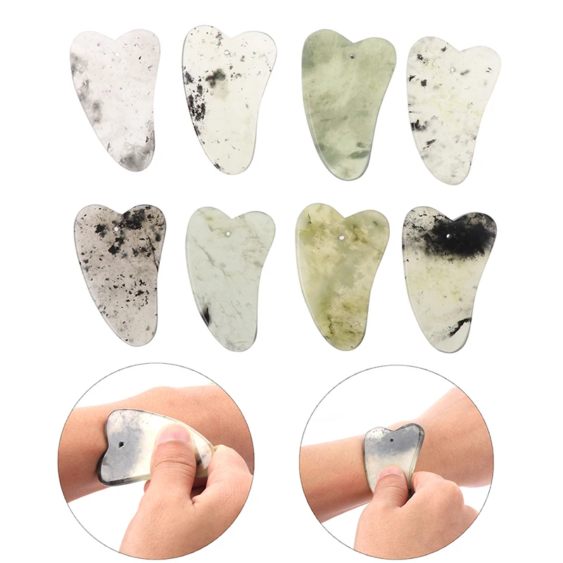 Натуральный нефритовый скребок Гуаша для массажа лица пластина спа-доска