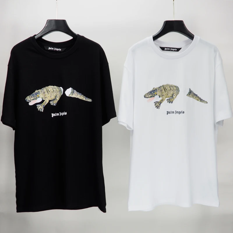 

Palm Angels 22SS New Unisex Men and Women Crocodile Print Casual Trend Fashion Loose Couple T-shirt Boyfriend Girlfriend Gift