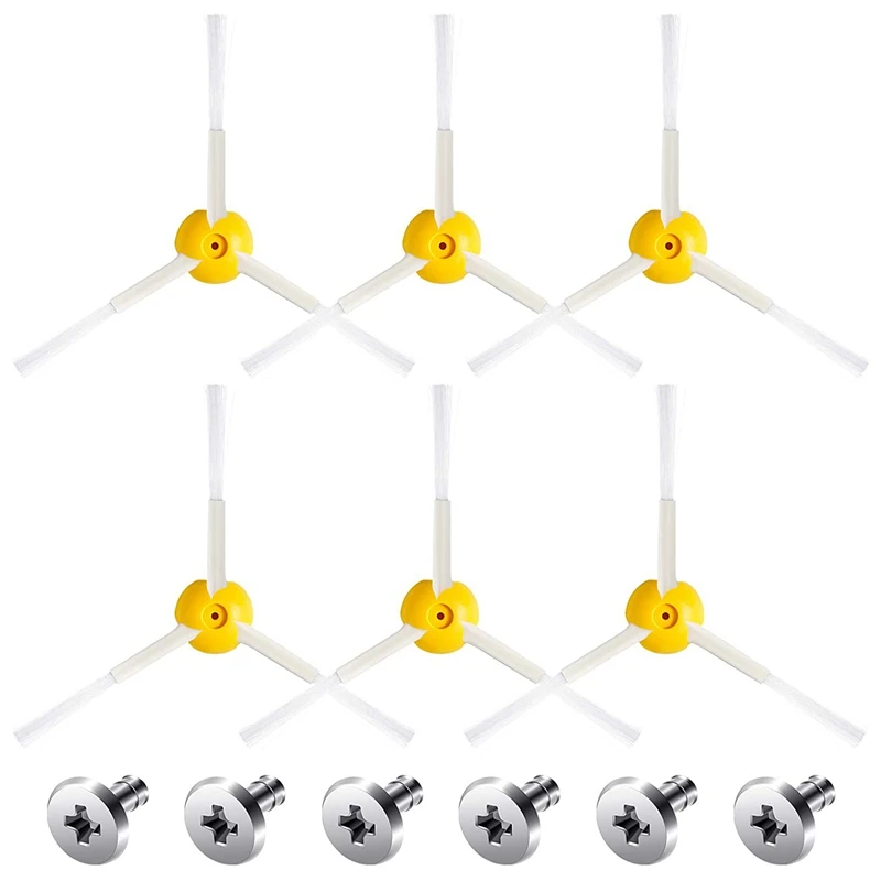 

6 Sets 3 Armed Side Brush Replacement Accessories Kit For Irobot Roomba 800 And 900 Series Vacuum Cleaner Parts