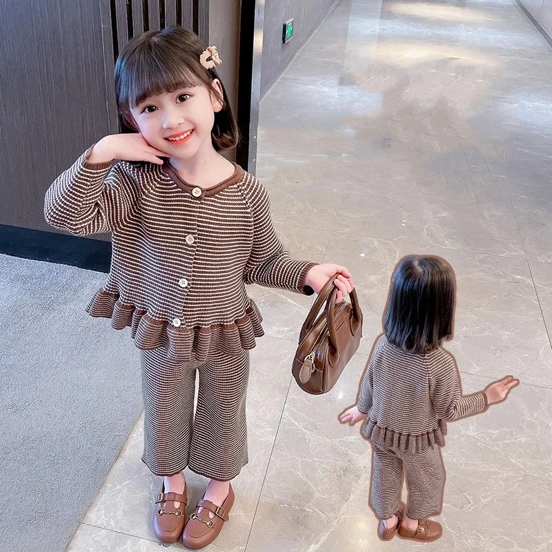 

Girls Coat +Pants Kids Suits 2PCS/Set 2023 Beautiful Spring Autumn Cotton Sport Formal Uniforms Children Clothing